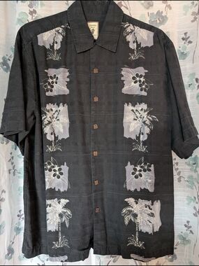 Jamaica Jaxx Black Short Sleeve Hawaiian-Print Button Down Shirt